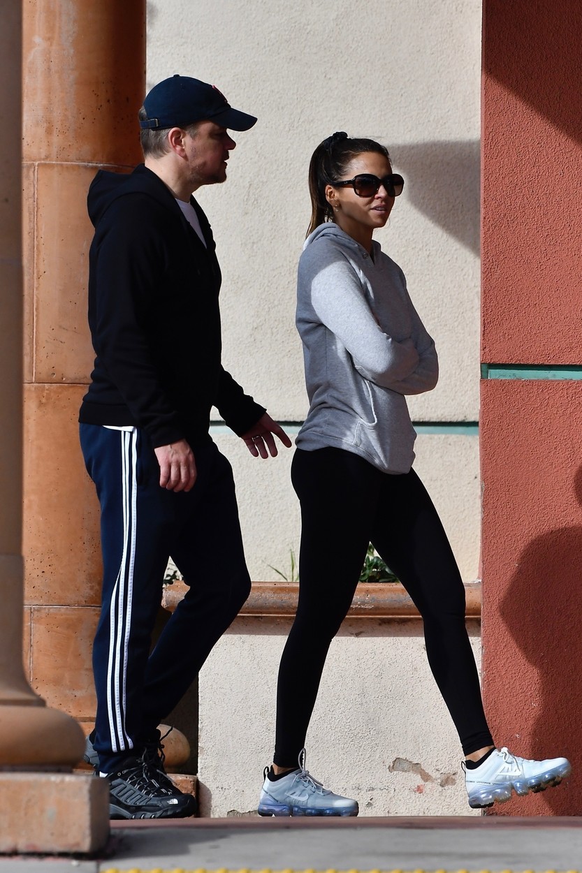 Brentwood, CA  - *EXCLUSIVE*  - A-lister, Matt Damon, and his wife hit up CVS for goods on Black Friday. The pair were dressed down in loungewear looking comfy together for the outing.

BACKGRID USA 29 NOVEMBER 2019, Image: 485574803, License: Rights-managed, Restrictions: , Model Release: no, Credit line: Boaz / BACKGRID / Backgrid USA / Profimedia
